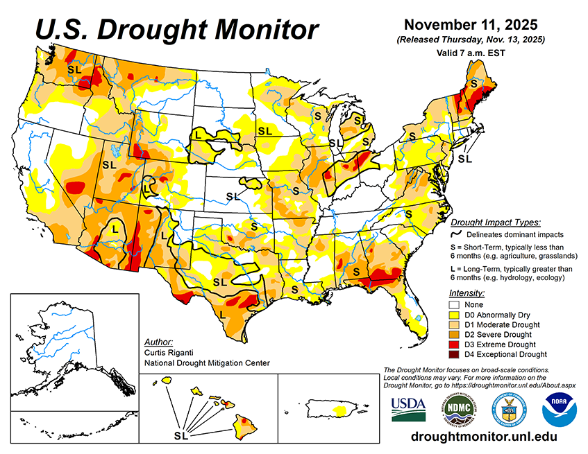 Weekly Drought Monitor for the Week ending November 11th