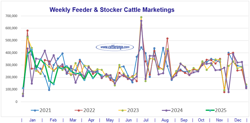 Feeder & Stocker Cattle Marketings for the week ending 5/10/25