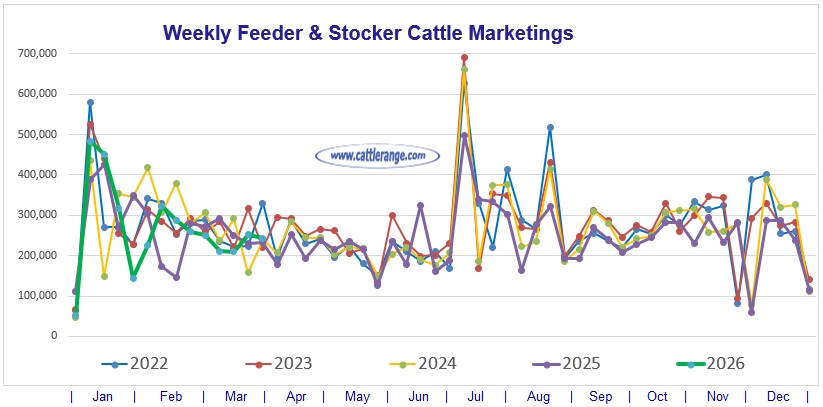 Feeder & Stocker Cattle Marketings for the week ending 4/4/26