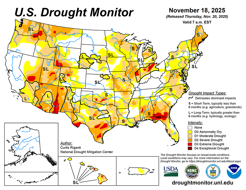 Weekly Drought Monitor for the Week ending November 18th