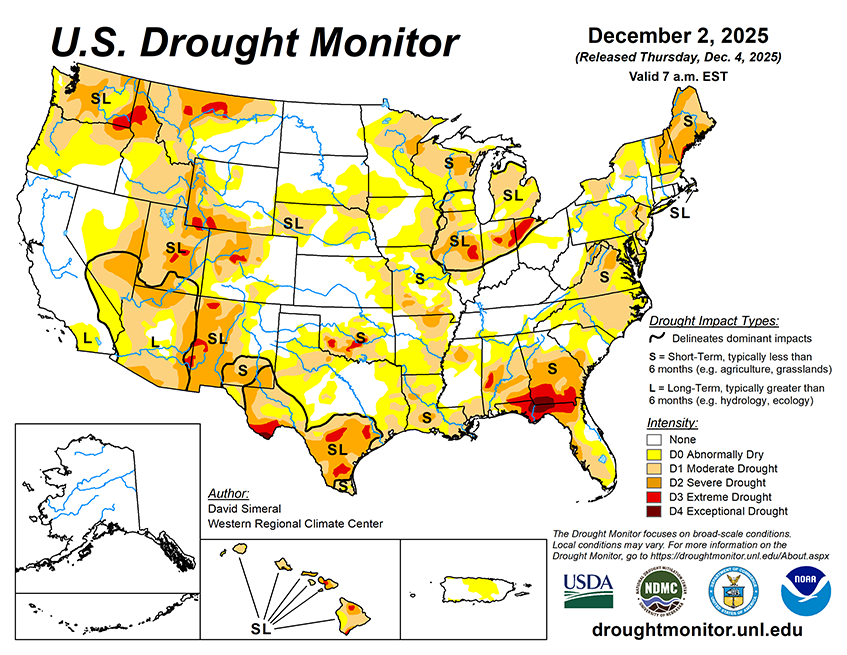 Weekly Drought Monitor for the Week ending December 2nd