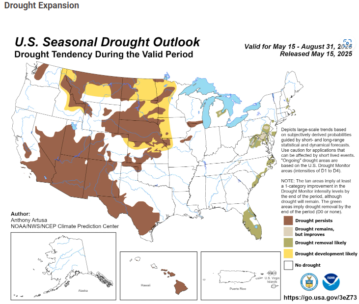 U.S. Seasonal Drought Outlook Map