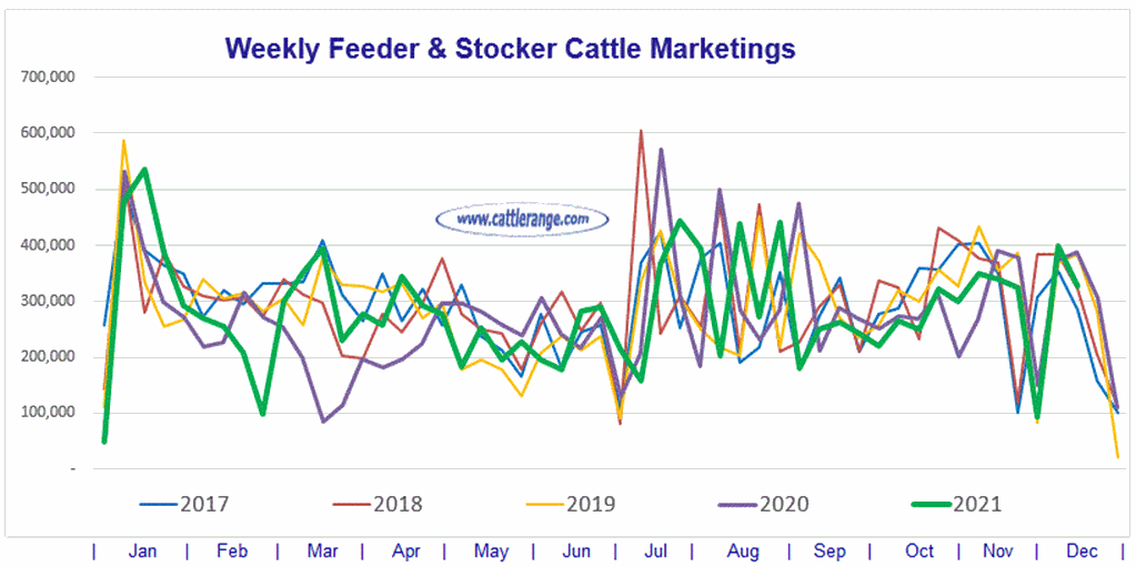 Weekly Feeder & Stocker Cattle Marketings for week ending 12/11/21