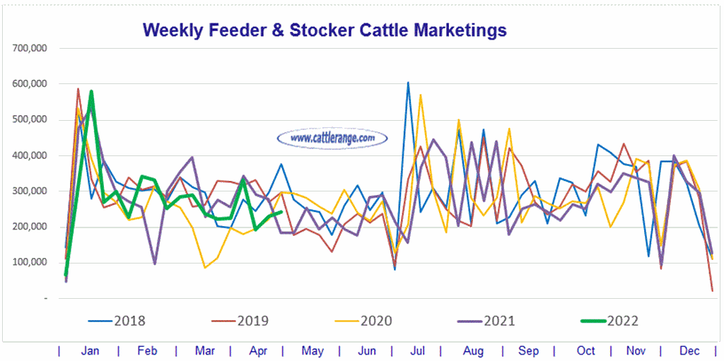 Weekly Feeder & Stocker Cattle Marketings for week ending 04/30/22