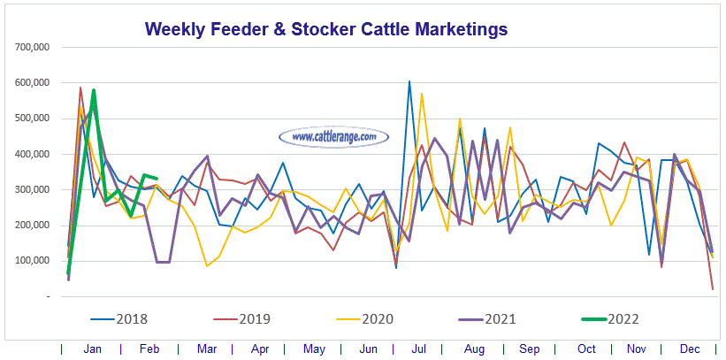 Weekly Feeder & Stocker Cattle Marketings for week ending 02/19/22