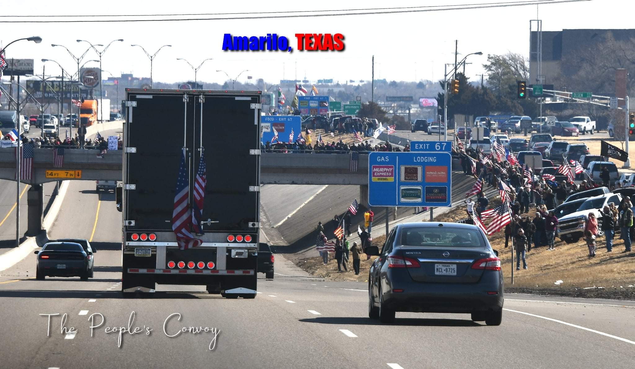 The People’s Convoy en route to Washington DC passes through Amarillo TX on Saturday