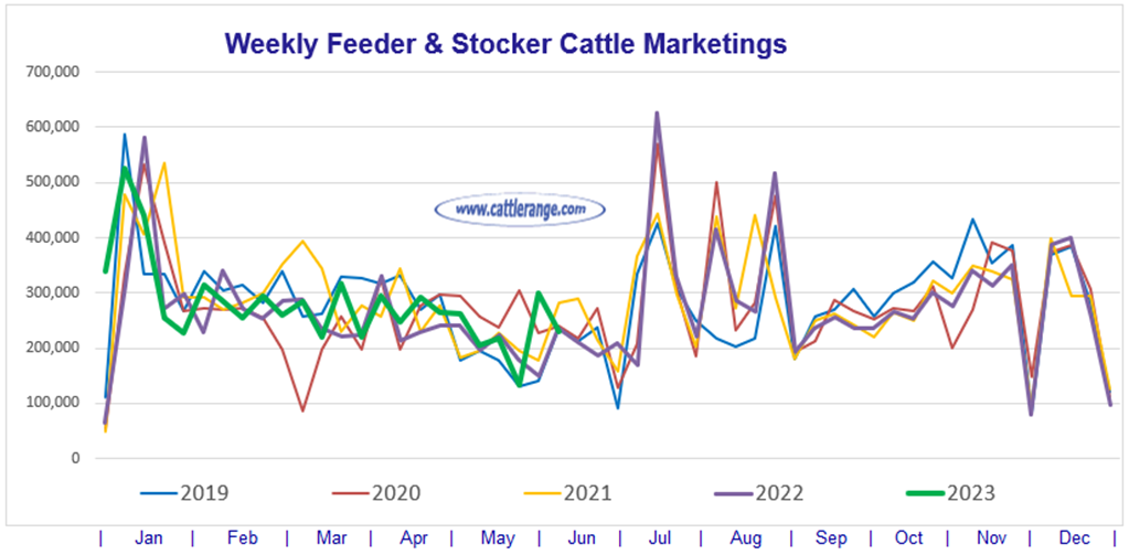 Feeder & Stocker Cattle Marketings for the week ending 6/17/23