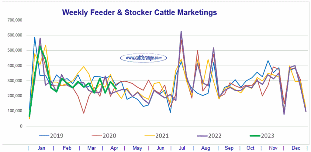 Feeder & Stocker Cattle Marketings for the week ending 4/22/23