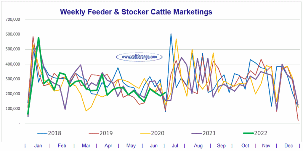 Weekly Feeder & Stocker Cattle Marketings for week ending 7/2/22