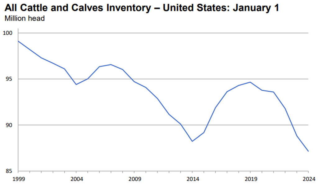 January 1 Cattle Inventory Down 2 Percent