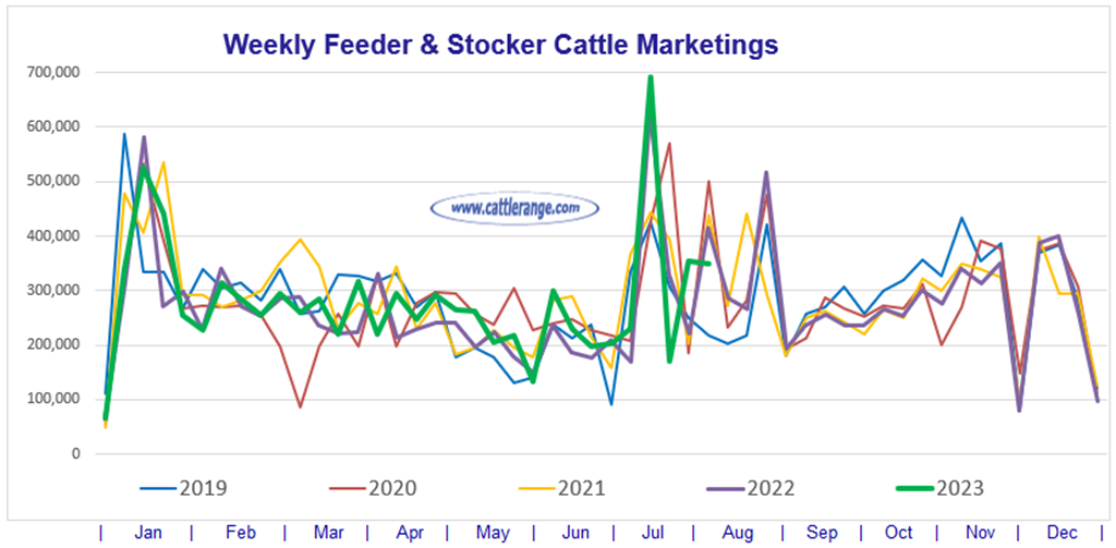 Feeder & Stocker Cattle Marketings for the week ending 8/5/23